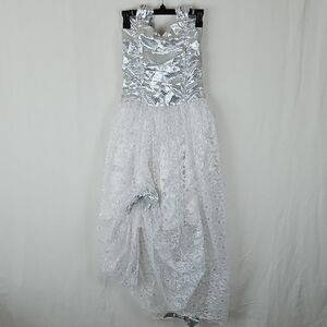 Vintage Gunne Sax by Jessica McClintock Silver and Lace Dress